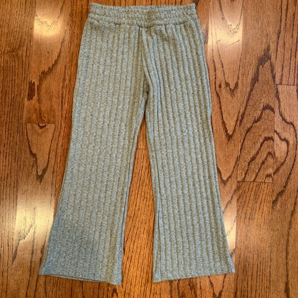 Rylee + Cru Knit Ribbed Flare Pants | Gray Beige | 6-7 Years